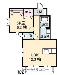 ディアス三滝B棟【1階】の間取り