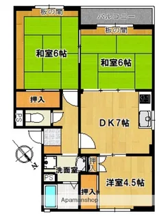トリヴァンベール田方【1階】の間取り