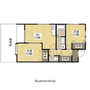 ムーンパディ船越【1階】の間取り