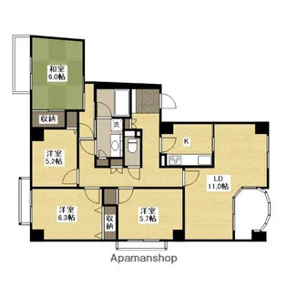 ヒルズアーバン1番館【7階】の間取り