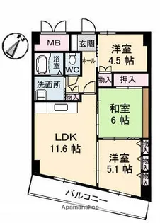 サングリーン平和公園【5階】の間取り