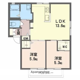 モア・サンパティーク B棟【2階】の間取り