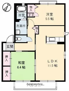 シャーメゾンかがやき 1番館【2階】の間取り