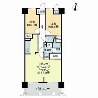 ライオンズヒルズ牛田早稲田【8階】の間取り