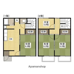広島県広島市安佐北区口田南1丁目【テラスハウス】の間取り