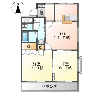 ラ・ヴィータ高取北Ⅱ【2階】の間取り