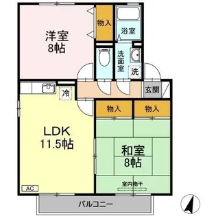 セジュール友清 D棟【2階】の間取り