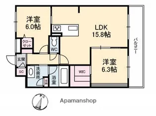 エストクローネ【6階】の間取り