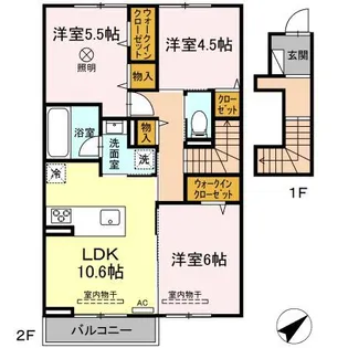 クレール鳥【2階】の間取り