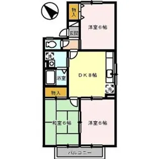 ディアコート八幡【1階】の間取り