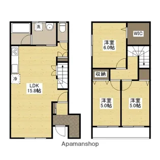 広島県広島市安佐南区上安2丁目【テラスハウス】の間取り