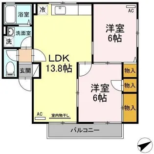 セジュール川崎【102号室】の間取り