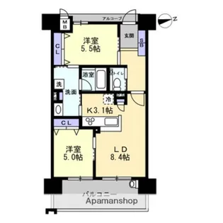 アルファステイツ白島【7階】の間取り