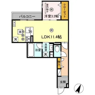 DーAXIS旭 B棟【1階】の間取り