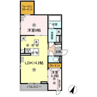 DーAXIS旭 B棟【3階】の間取り