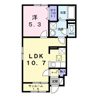 シャトーKINKI A【1階】の間取り