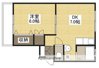 1DKの間取り画像