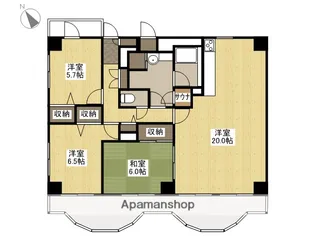 ライオンズマンション三篠【7階】の間取り