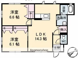 ジュネス牛田新町【1階】の間取り