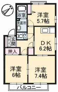 パークメゾン砂田 B棟【2階】の間取り