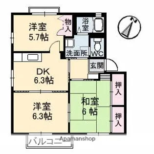 ソレイユC棟【2階】の間取り