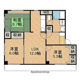 広島県安芸郡海田町曙町【マンション】の間取り