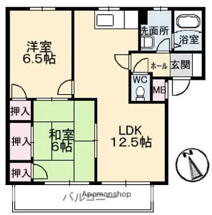 クローカス浜角壱番館【2階】の間取り