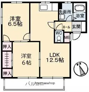 クローカス浜角壱番館【2階】の間取り