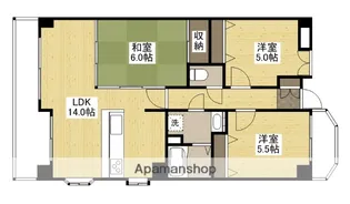 広島県広島市中区上幟町【マンション】の間取り