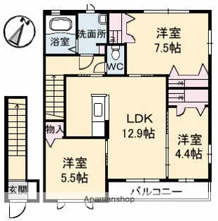 グレースヒルズ A棟【2階】の間取り