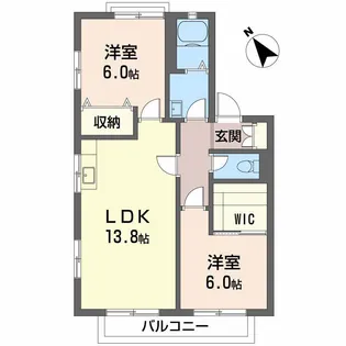 ボービラージュ中山台 A棟【2階】の間取り