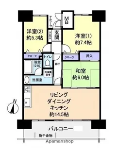 アスレ東原Ⅱ番館【3階】の間取り