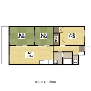コーポサンシャイン【4階】の間取り