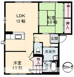 シェソワ大立【1階】の間取り