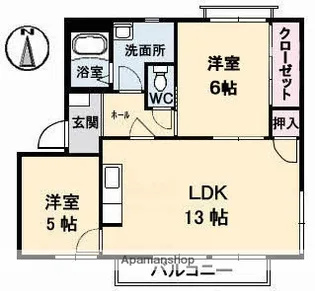 フレグランス中山東B棟【2階】の間取り