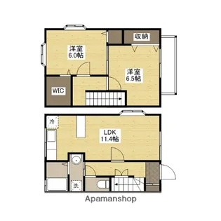 広島県広島市安佐北区深川1丁目【テラスハウス】の間取り