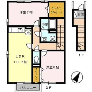 グランモア鶴江【2階】の間取り