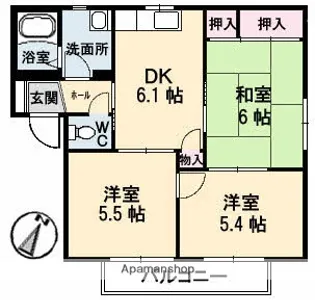 タウンヒルズDOI A棟【2階】の間取り