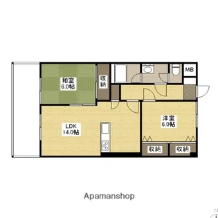 中須コーポラス【503号室】の間取り