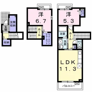 ユニベールB【2階】の間取り