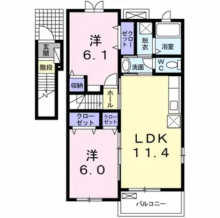 リバーサイドベル2【2階】の間取り