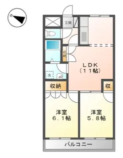 ラルジュミリュー【1階】の間取り