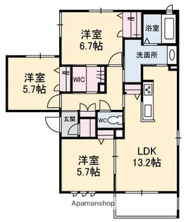 Mクオーレ【1階】の間取り