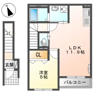 キューブ亀山【2階】の間取り