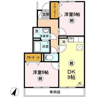 グランモア鶴江【1階】の間取り
