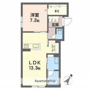 アンソレイエ古江【1階】の間取り