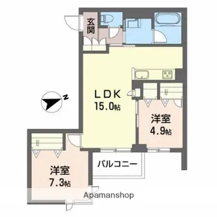 広島県広島市西区南観音5丁目【アパート】の間取り
