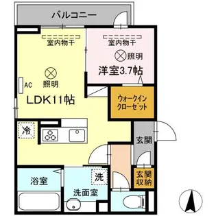 ONE WIDE 山本【3階】の間取り