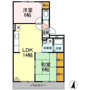 2LDKの間取り画像