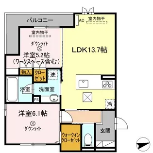 グリーンカーサ祇園【1階】の間取り
